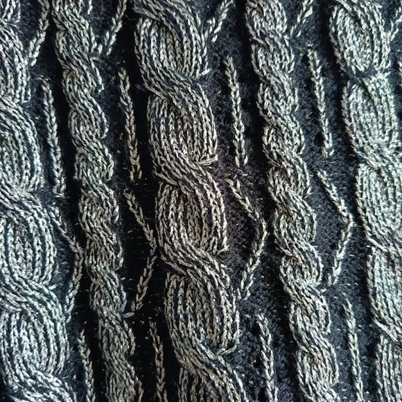 M🎄'80 Franco Valeri Cable Knit Metallic Chunky Knit Sweater - Picture 7 of 9